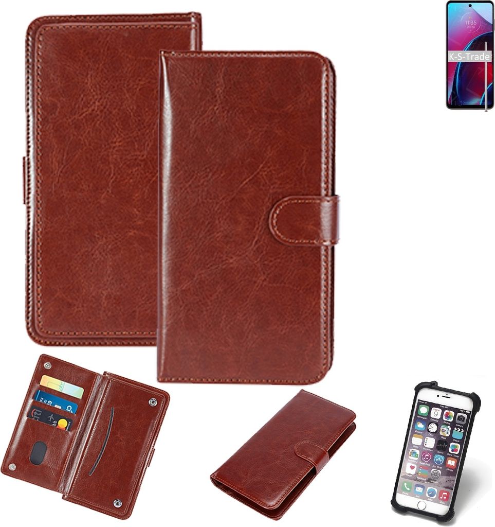 K-S-Trade 360° Hülle kompatibel mit Motorola Moto G Stylus (2022) braun Kunstleder Case BookCase WalletCase Kunstlederederhülle Handyhülle,