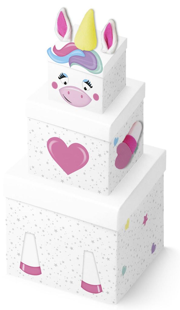 Clairefontaine Geschenkboxen-Set "Einhorn 2" 3-teilig aus Pappe