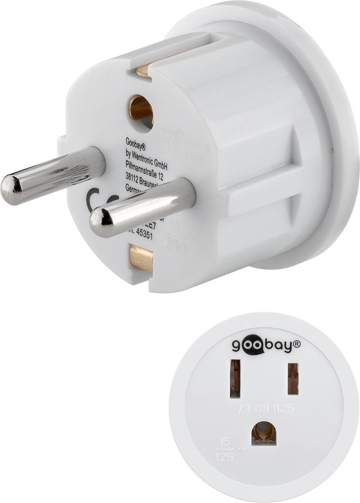 Goobay 45351 Adapter podróżny USA/Japonia – Europa, biały – Zdjęcie produktu 