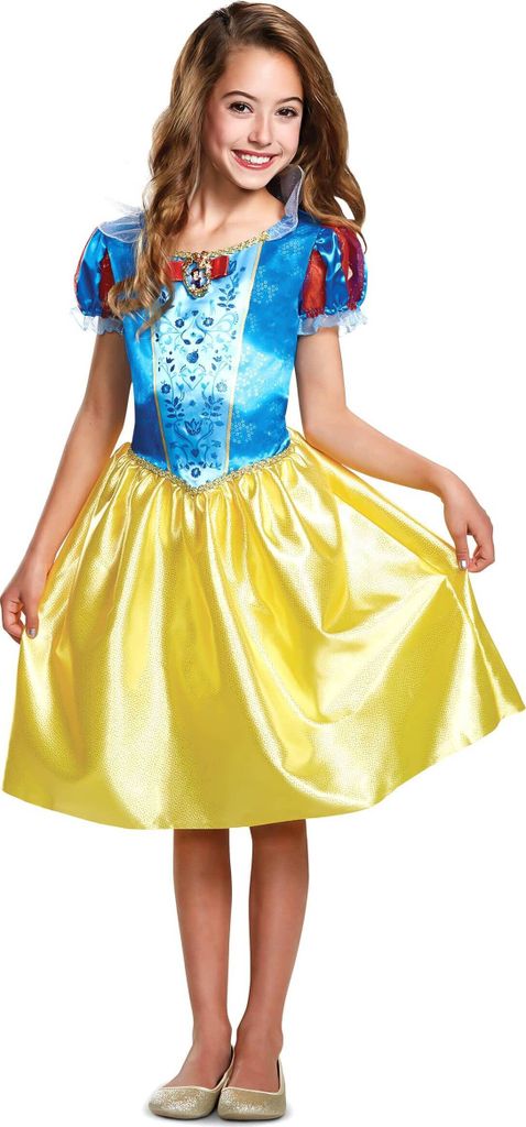 A young girl wearing a Snow White costume.