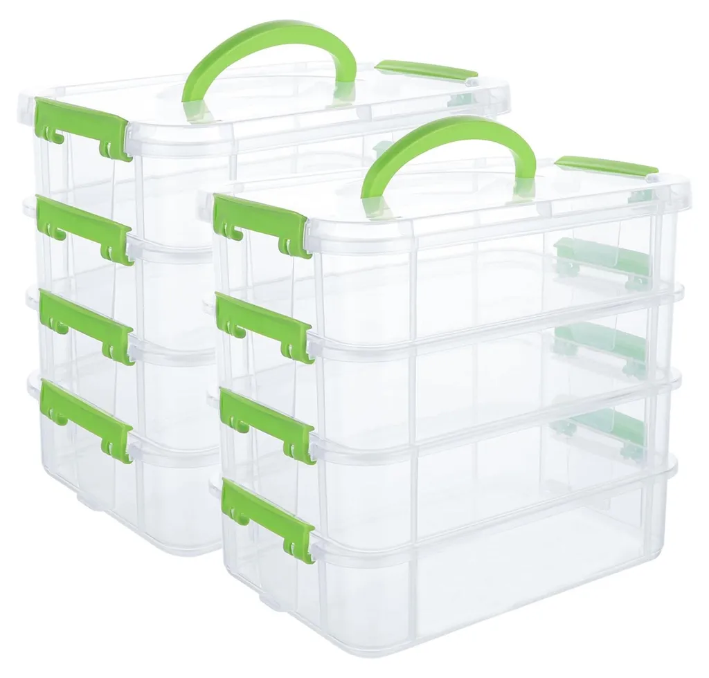 Boîte de rangement empilable pour accessoires de cuisine et bricolage 2u