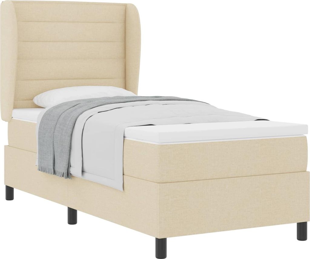 Boxspringbett mit Matratze mit Kopfteil Creme 90 x 200 cm Stoff