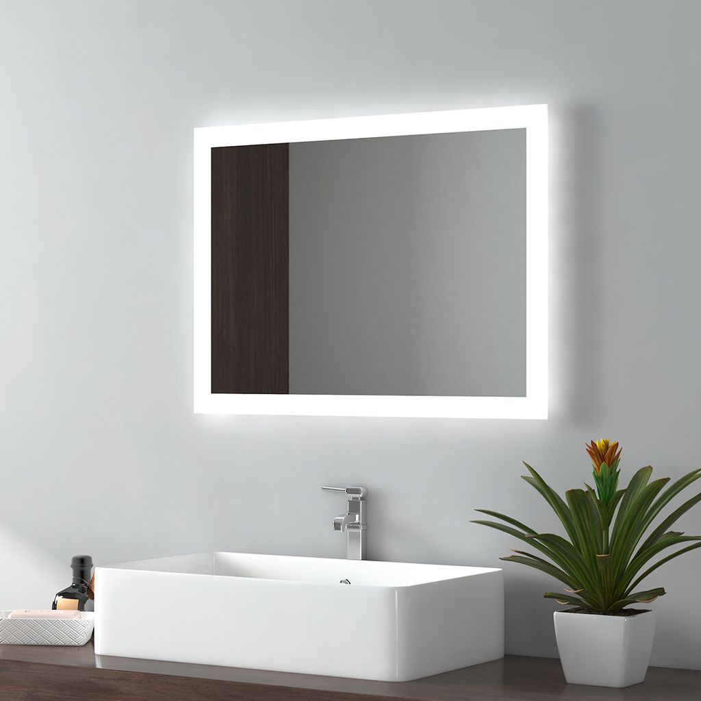 Badspiegel Led 45x60cm mit Beleuchtung Warmweiß 3000K Spiegel Bad Schminkspiegel 