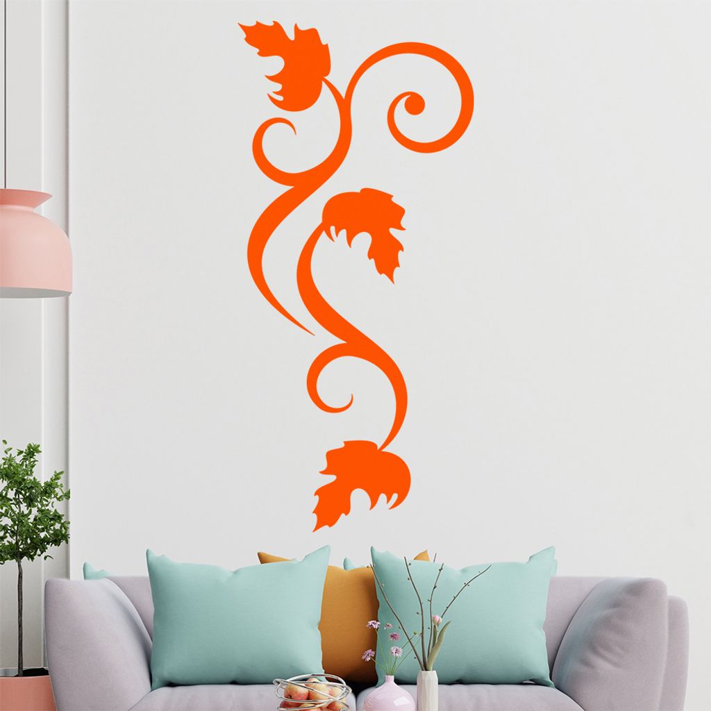 Blätter - Linien Wandtattoo in 6 Größen - Wandaufkleber Wall Sticker - Dekoration, Küche, Wohnzimmer, Schlafzimmer, Badezimmer