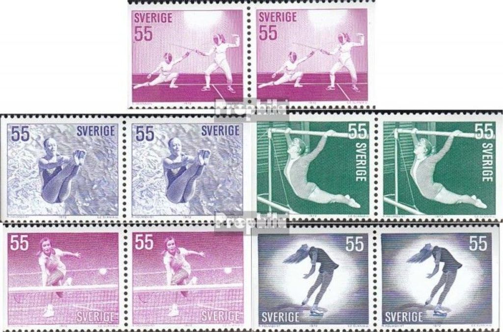 Briefmarken Schweden 1972 Mi 737Dl/Dr-741Dl/Dr Paare (kompl.Ausg.) postfrisch Sportlerinnen