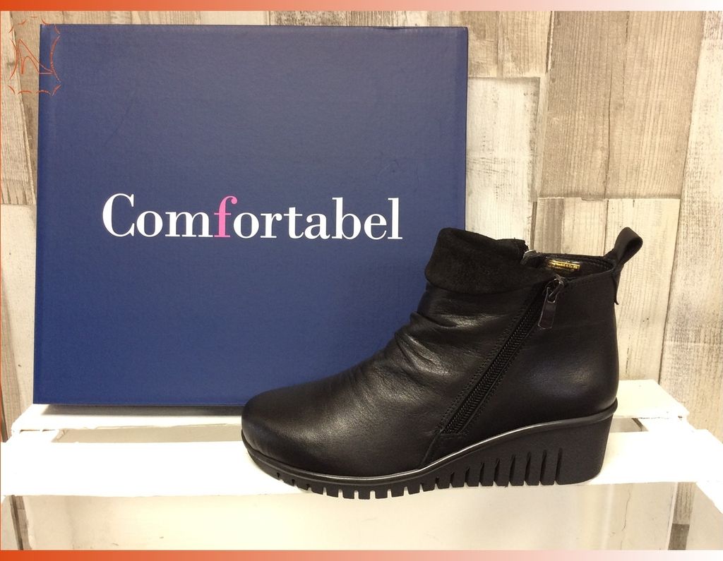 Comfortabel Damen Keilstiefelette schwarz, 2 Reißverschlüsse, herausnehmbare Decksohle 37
