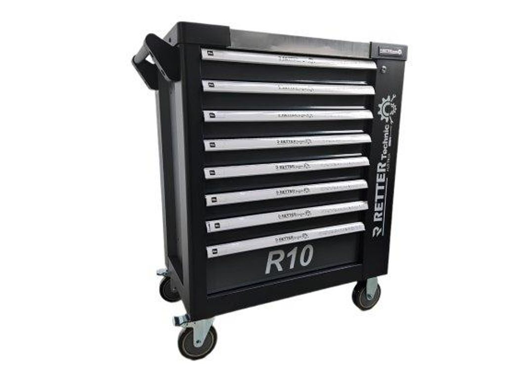 RETTER R10 Werkzeugwagen 8 Schubladen mit Werkzeugset Black Produktbild 