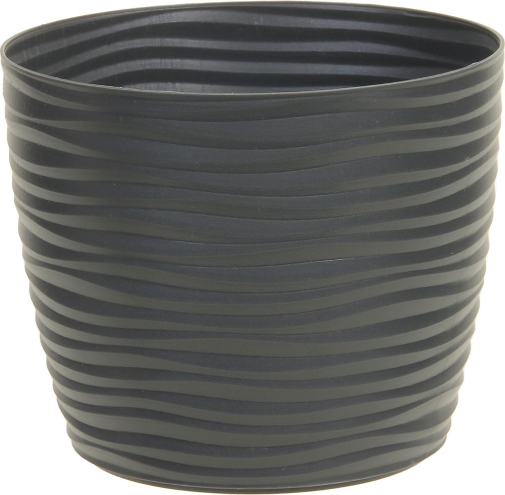Übertopf Kunststoff Wellen rund 3D-Effekt 5 Farben 2 Größen Pflanztopf Blumen anthrazit Ø 11cm