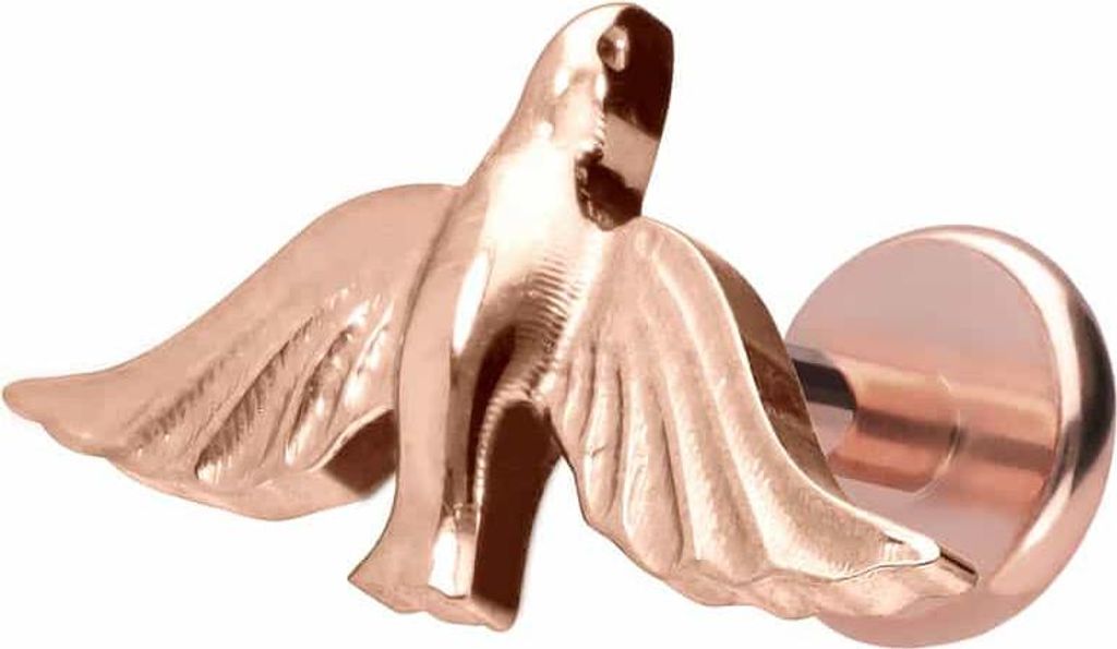 Ohrpiercing, Nasenpiercing Titan Labret mit Push Fit TAUBE RoséGold Stablänge: 5mm | Stabstärke: 1mm