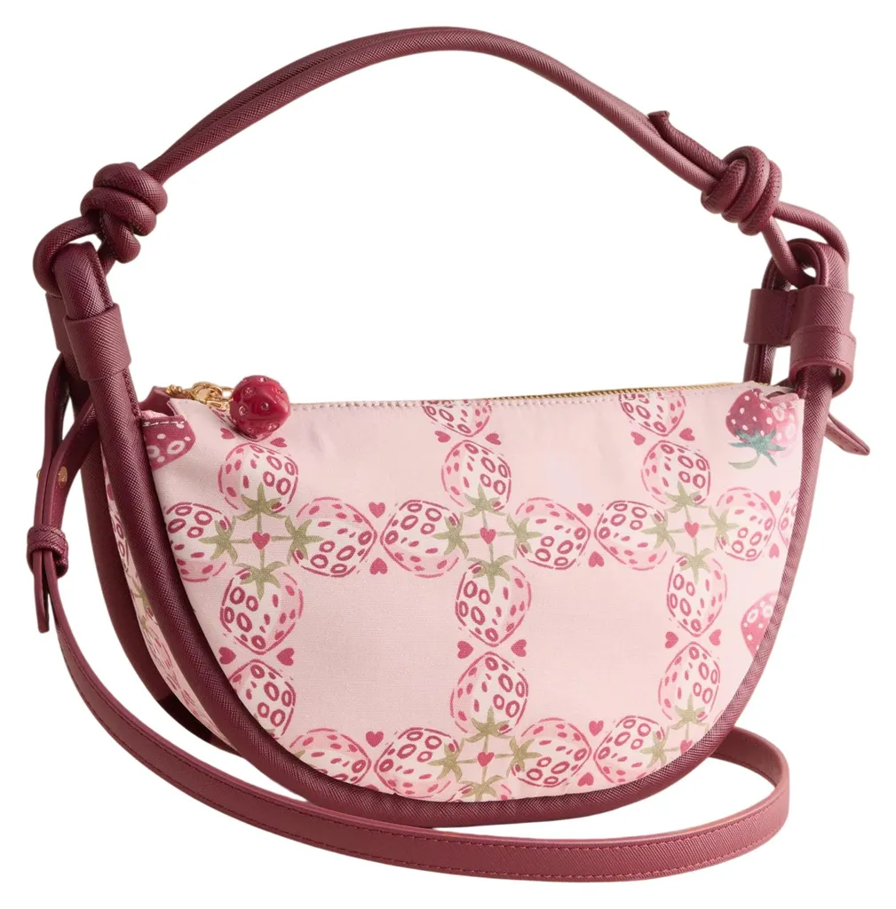 Sac à bandoulière léger contre le mal de dos - Motif fraise rose