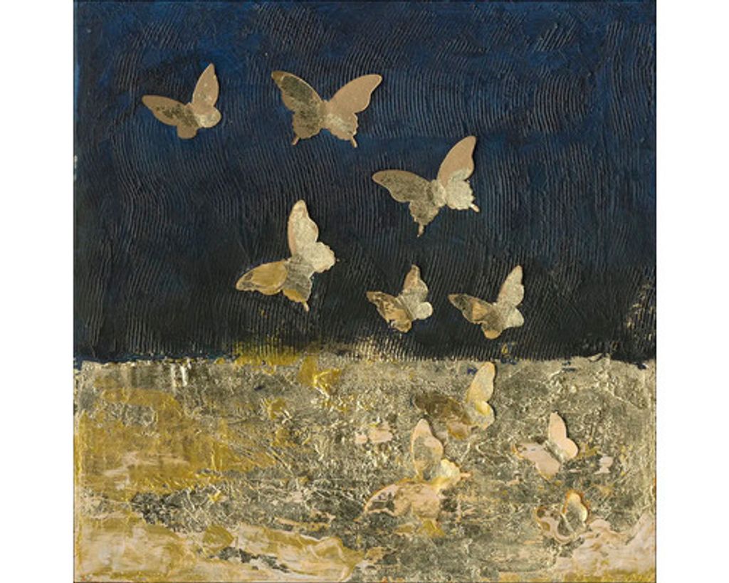 Leinwandbild Original Golden Butterflies II 40x40 cm