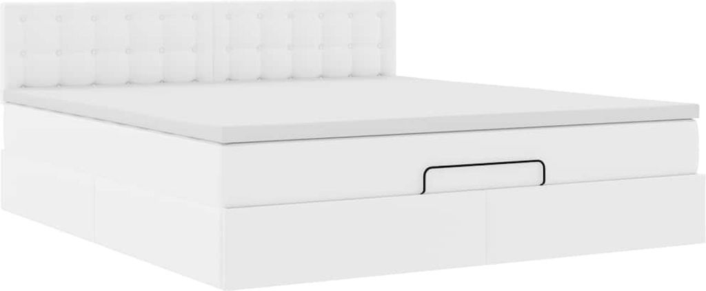 Ottoman-Bett mit Matratze Weiß 180x200 cm Kunstleder