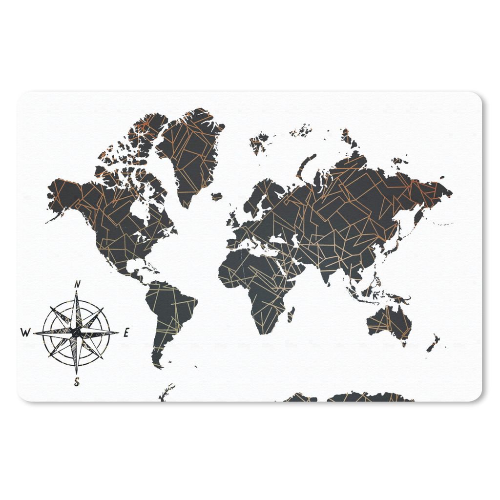 MuchoWow Mauspad Mousepad Weltkarte - Schwarz - Weiß - Kupfer 27x18 cm - Mousepads - Maus Mat - Pad - Mausunterlage - Büroartikel - Desk Matten