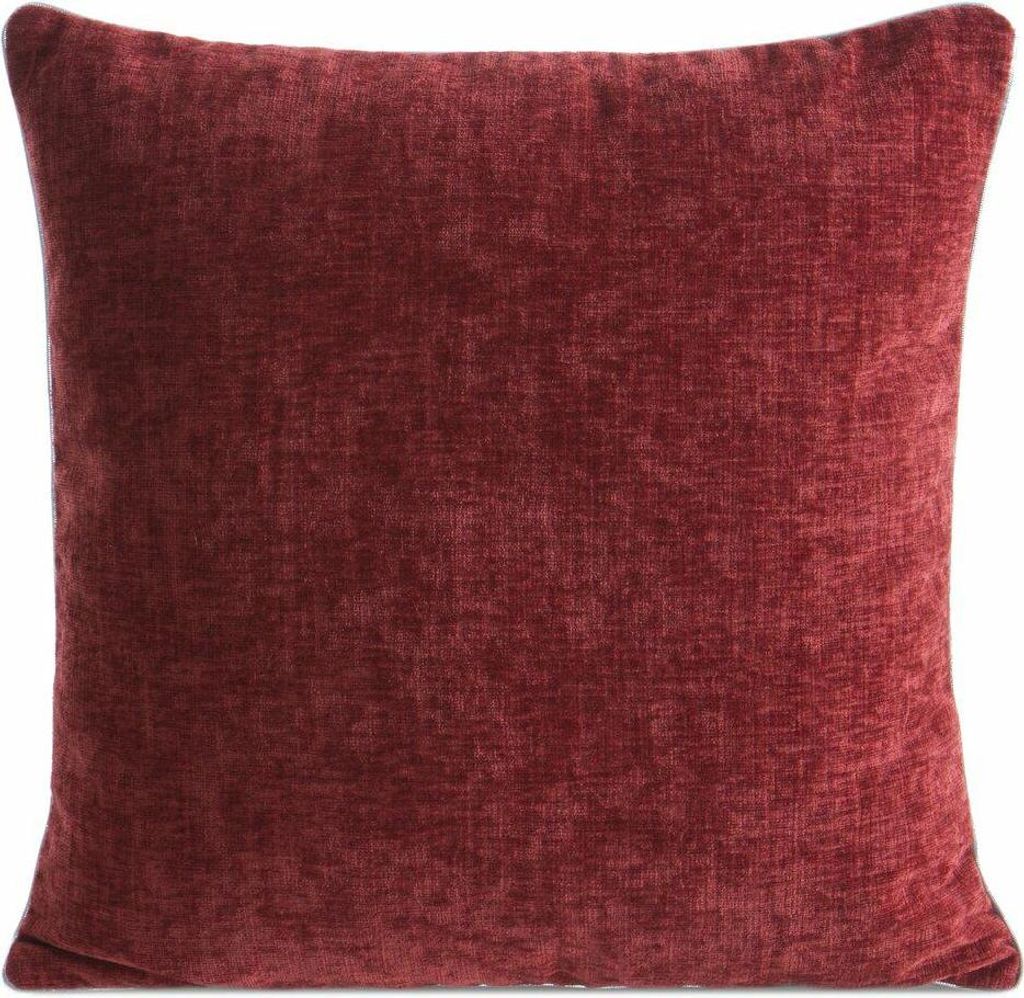 EUROFIRANY | Kissenbezug - 45 x 45 cm - rot - Chenille-Stoff - modern - eleganter Kissenbezug - kuschelig