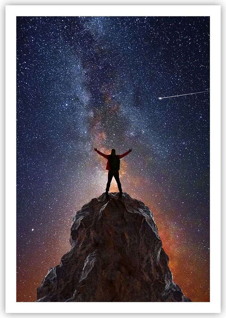 Poster - Poster ohne Rahmen - Kosmos Maßstab Mensch - 70x100 cm - Wand Bild - Wanddeko - Wandbilder - Kunstposter - Wandposter - Bilder - Kunstdru...