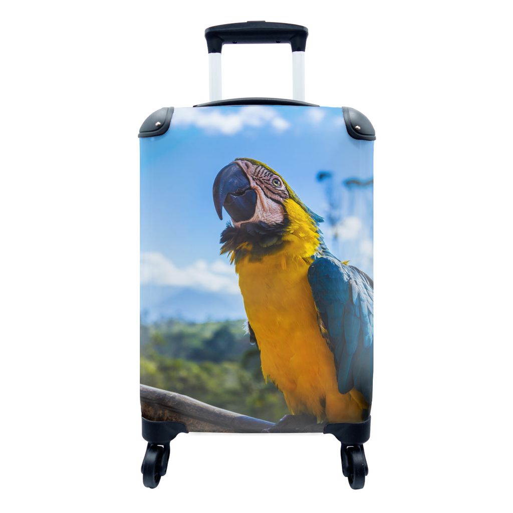 MuchoWow Koffer Handgepäck Trolley Rollkoffer Kleine Reisekoffer mit 4 Rollen - Vogel - Papagei - Gelb - Cabin Size < 55x40x23 cm & 55x40x20 cm ...