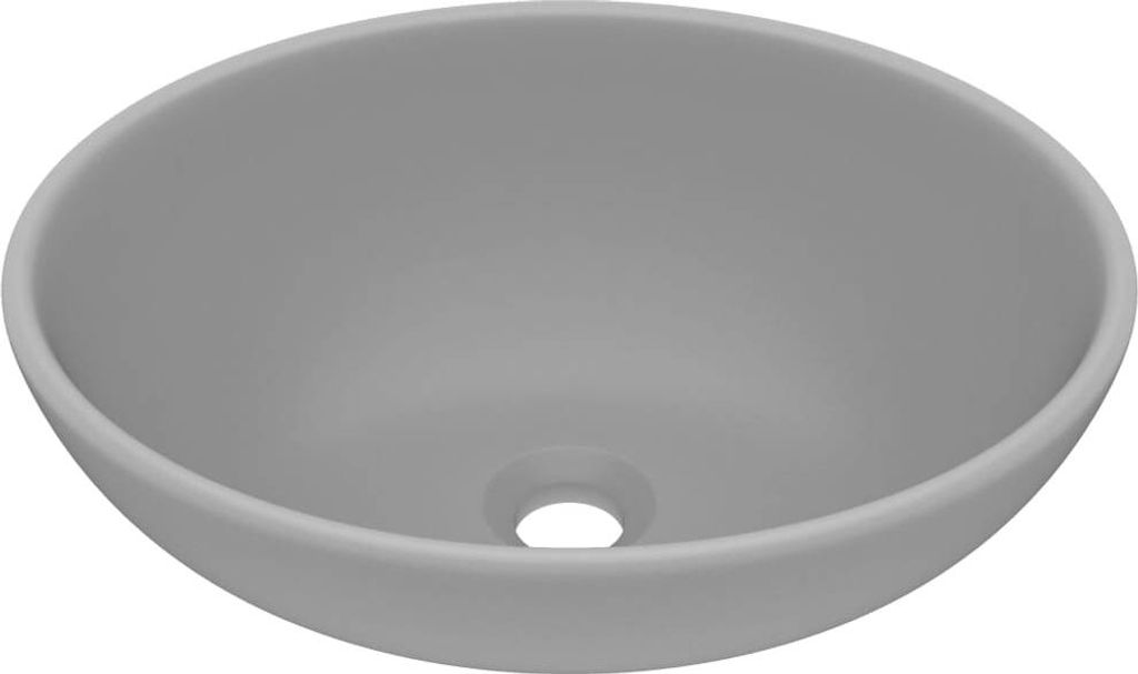 vidaXL Luksusowa umywalka owalna matowa jasnoszara 40x33 cm Zdjęcie produktu 