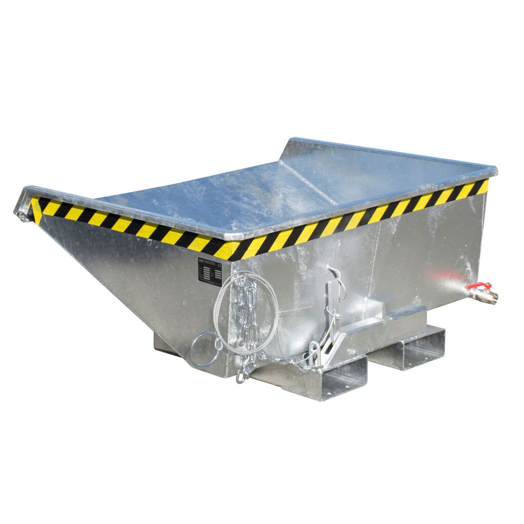 Späne-Selbstkippbehälter mit Abrollsystem, Volumen 0,275 cbm, LxBxH 960x1210x540 mm, feuerverzinkt