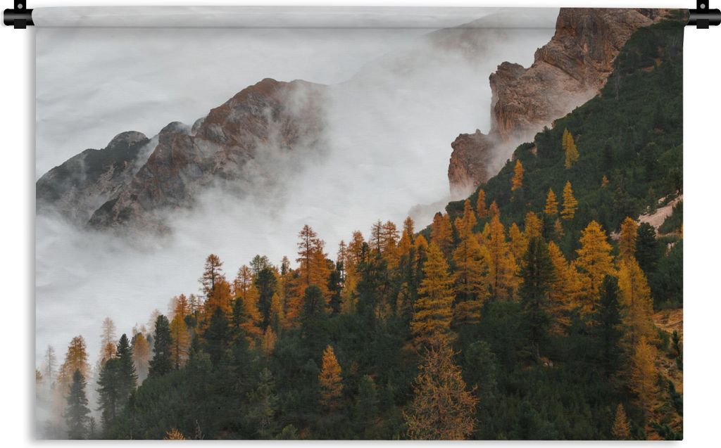MuchoWow Wandteppich Wandbehang Kiefer - Herbst - Berg - Landschaft 120x80 cm Tapisserie Dekoration Wandtuch - Wanddekorationen - Wandtücher