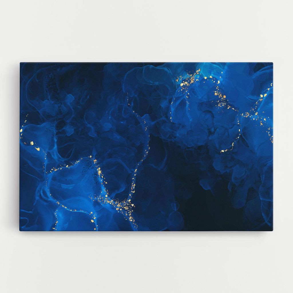 ARTHUB Leinwandbild 40x60 cm, Blue Ink Marble | Wohnzimmerdekoration, Hängende Bilder, Wanddekoration, Heimdekoration, Abstrakte, Marmor
