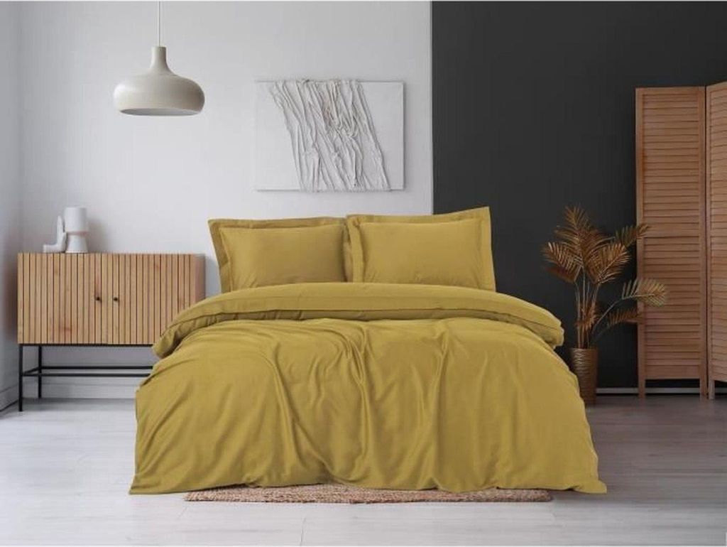 L'Essentiel Linge de Maison, Elegant - Mustard, Senf, Satin-King-Bettbezug-Set (FR), 100 % Baumwollsatin, 240 x 220 cm