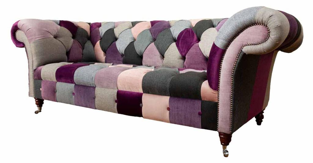 Chesterfield Textil Sofa Polster Sitz Couch 3 Sitzer Stoff Couchen Neu