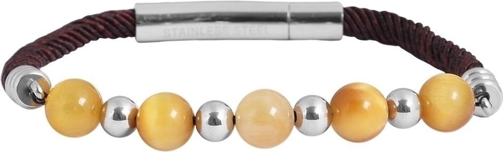 Akzent Kugelarmband aus Edelstahl und Textil in silberfarbig