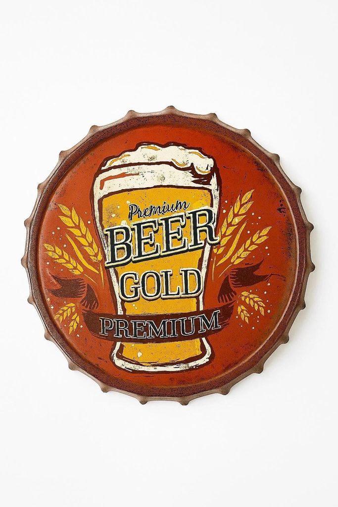 Blechschild Premium Beer Gold Deko Schild Retro Kneipe Bar Werkstatt Dekoration
