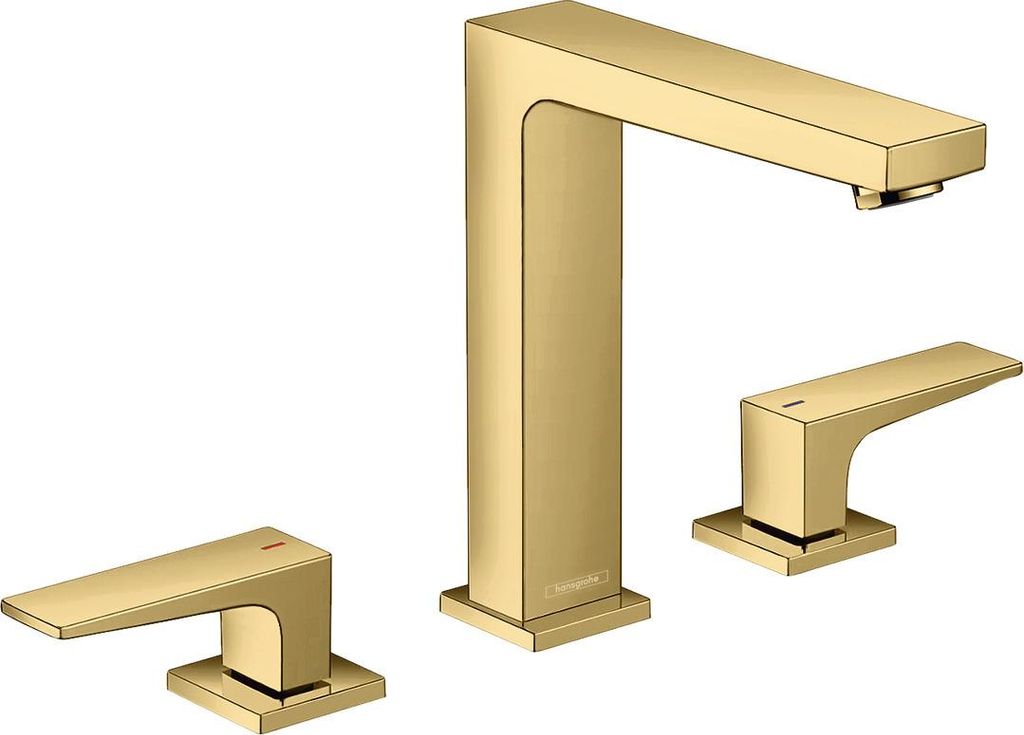hansgrohe Metropol 3-Loch Waschtischarmatur 160, Hebelgriffe, Push-Open Ablaufgarnitur, Ausladung 152mm, 32515990