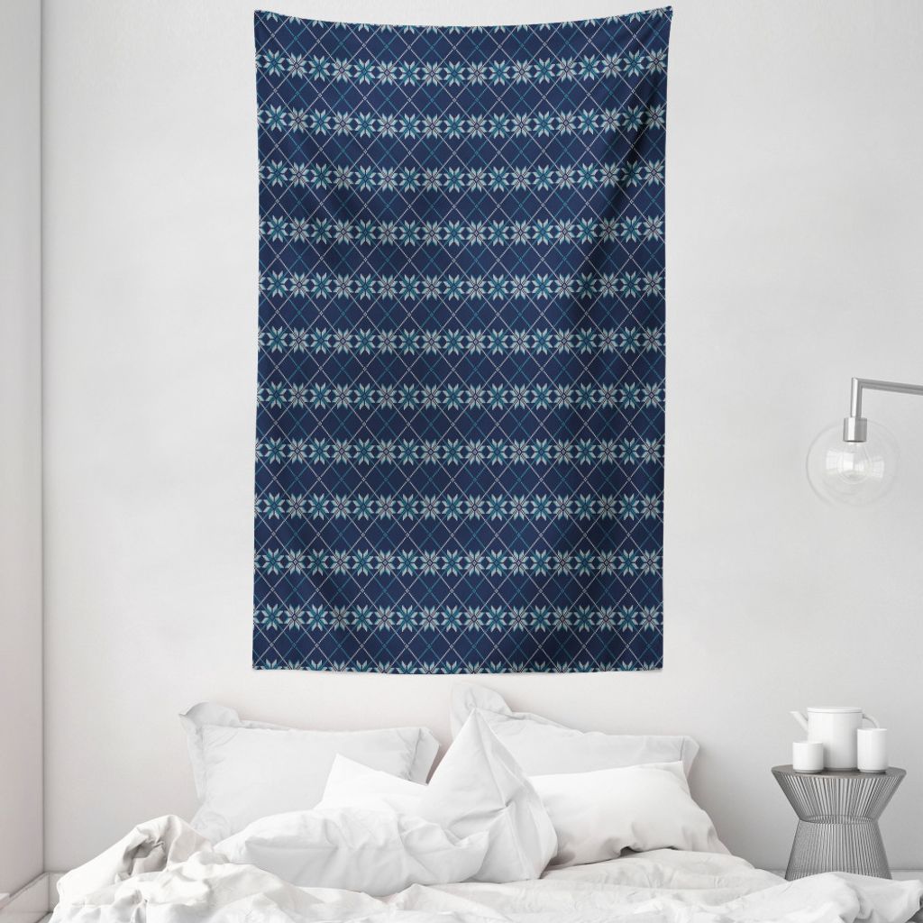 ABAKUHAUS nordisch Wandteppich und Tagesdecke, Winter Holiday Pattern aus Weiches Mikrofaser Stoff Waschbar ohne Verblassen Digitaldruck, 140 x 230...