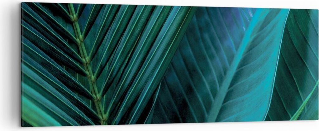 Bild auf Leinwand - Leinwandbild - Einteilig - Blatt Tropen Grün - 140x50cm - Wand Bild - Wanddeko - Wandbilder - Leinwanddruck - Bilder - Wanddek...
