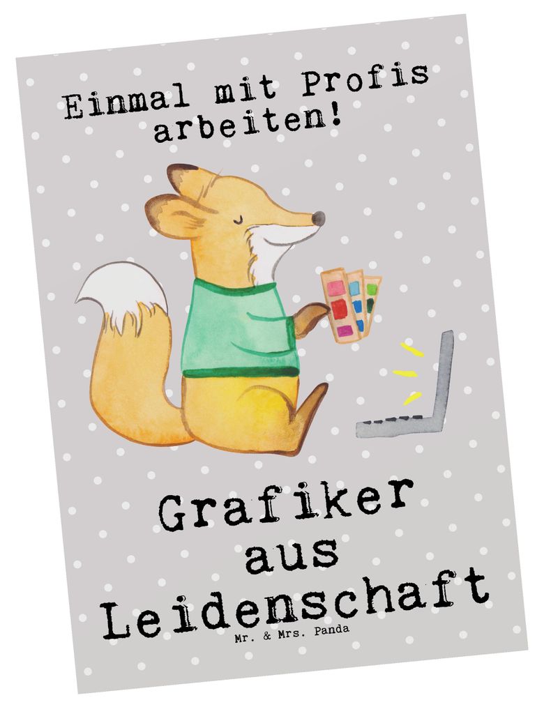 Mr. & Mrs. Panda Postkarte Grafiker Leidenschaft - Grau Produktbild 