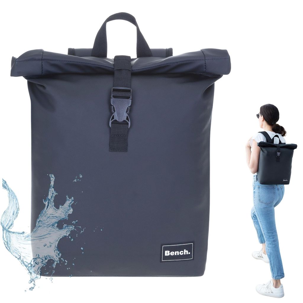 Rucksack Damen Hydro Compact aus Plane wetterfest Freizeitrucksack Outdoor kleines Laptop Fach Daypack Büro Freizeit 64222 0100 Schwarz Uni + Etui