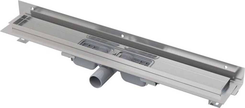 Alcadrain APZ104 Flexible Low Duschrinne mit Rand für den perforierten Rost und mit einstellbarem Kragen zur Wand 1050 mm