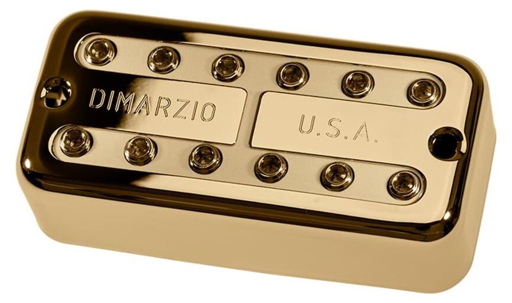 DiMarzio Super Distor'Tron mit goldener Abdeckung und cremefarbenem Einsatz | Goldene Polstücke | F-Abstand