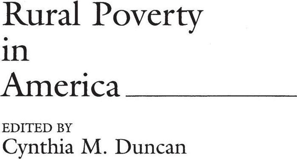 Rural Poverty in America