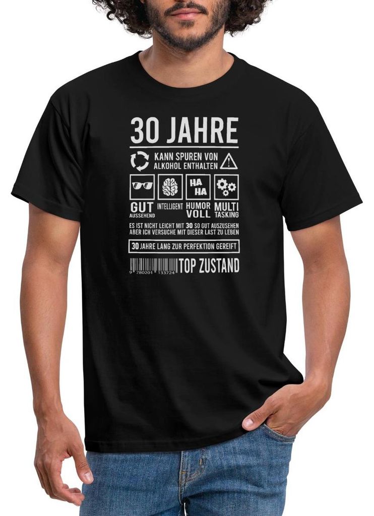Spreadshirt 30. Geburtstag | Kann Spuren von Alkohol enthalten Männer T-Shirt, XXL, Schwarz