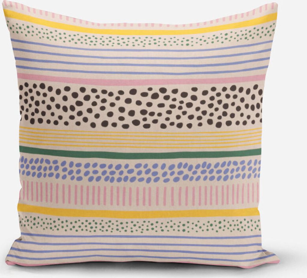 SCHÖNER LEBEN. Kissenhülle Querstreifen Punkte Striche beige bunt Größe 50x50cm (HxB) 50x50cm (HxB) Größe