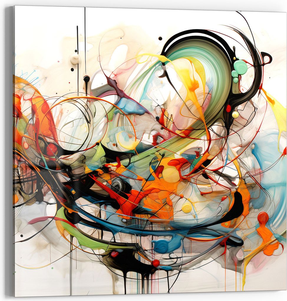 DEQORI Glasbild Echtglas 50x50 cm 'Farbvolle Wirbel' Wandbild Bild modern Deko