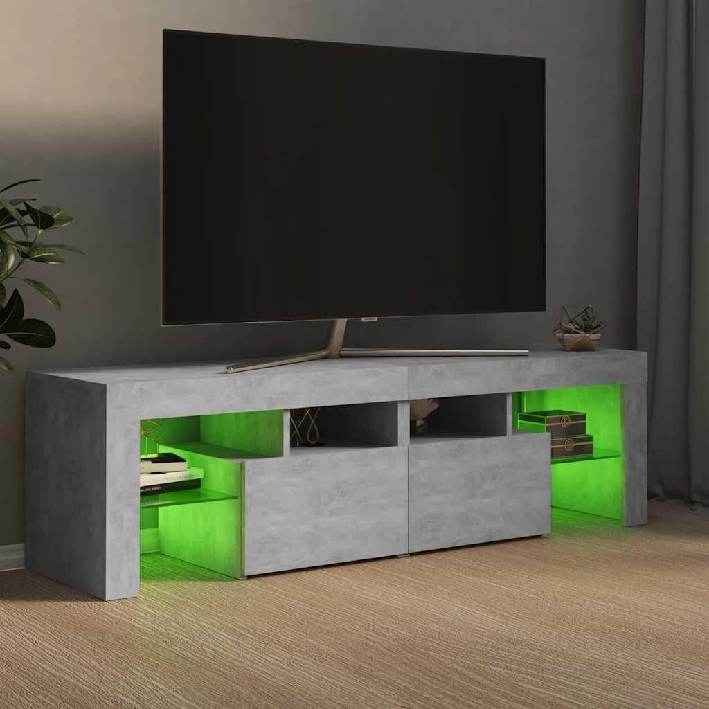 TV-meubel "Plötzky" van spaanplaat in betonkleur. Productafbeelding 