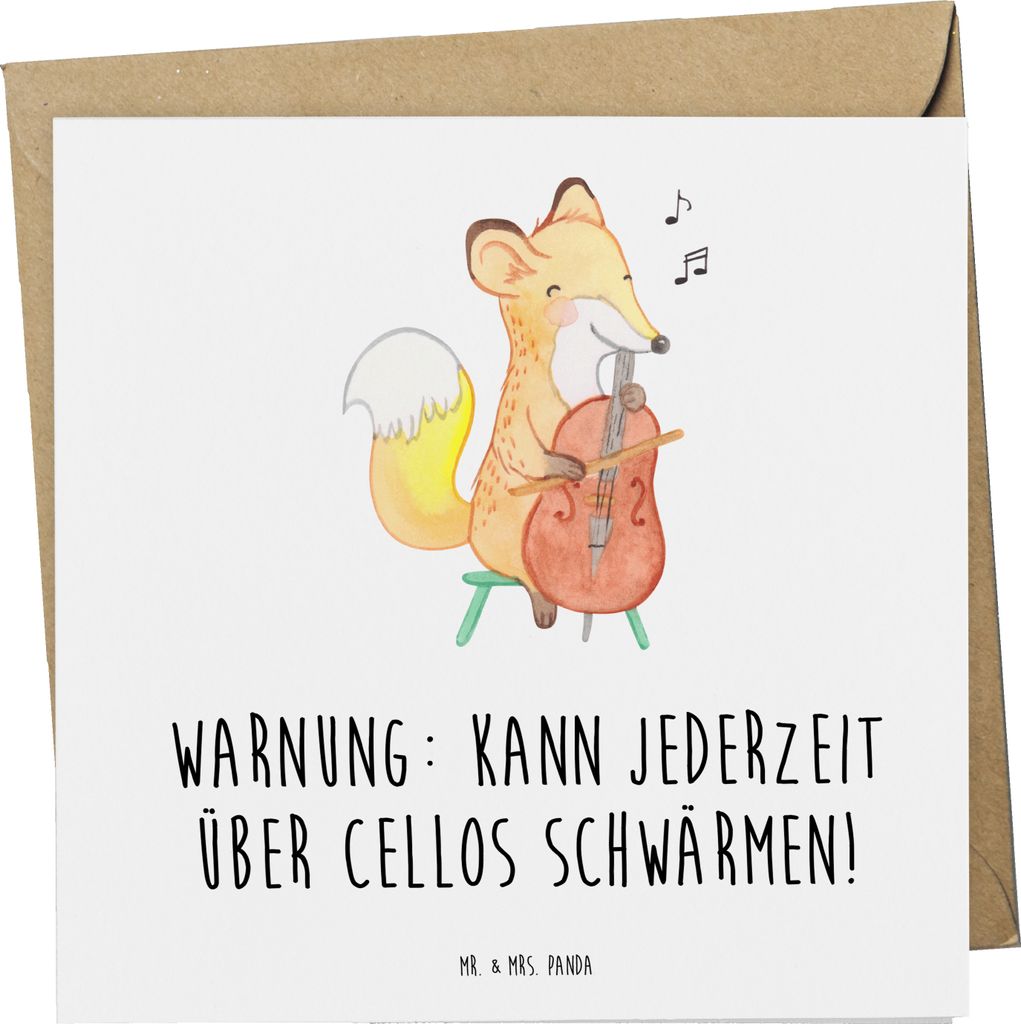 Mr. & Mrs. Panda Deluxe Karte Cello Schwärmerei - Weiß - Geschenk, Musik, doppelkarte, Lernen, Grußkarte, Musikinstrument, Instrument, anlasskar...