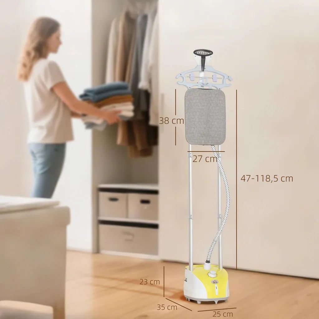 Défroisseur Vapeur Vertical 1950W Jaune - Fer à Vapeur avec Réservoir 2L