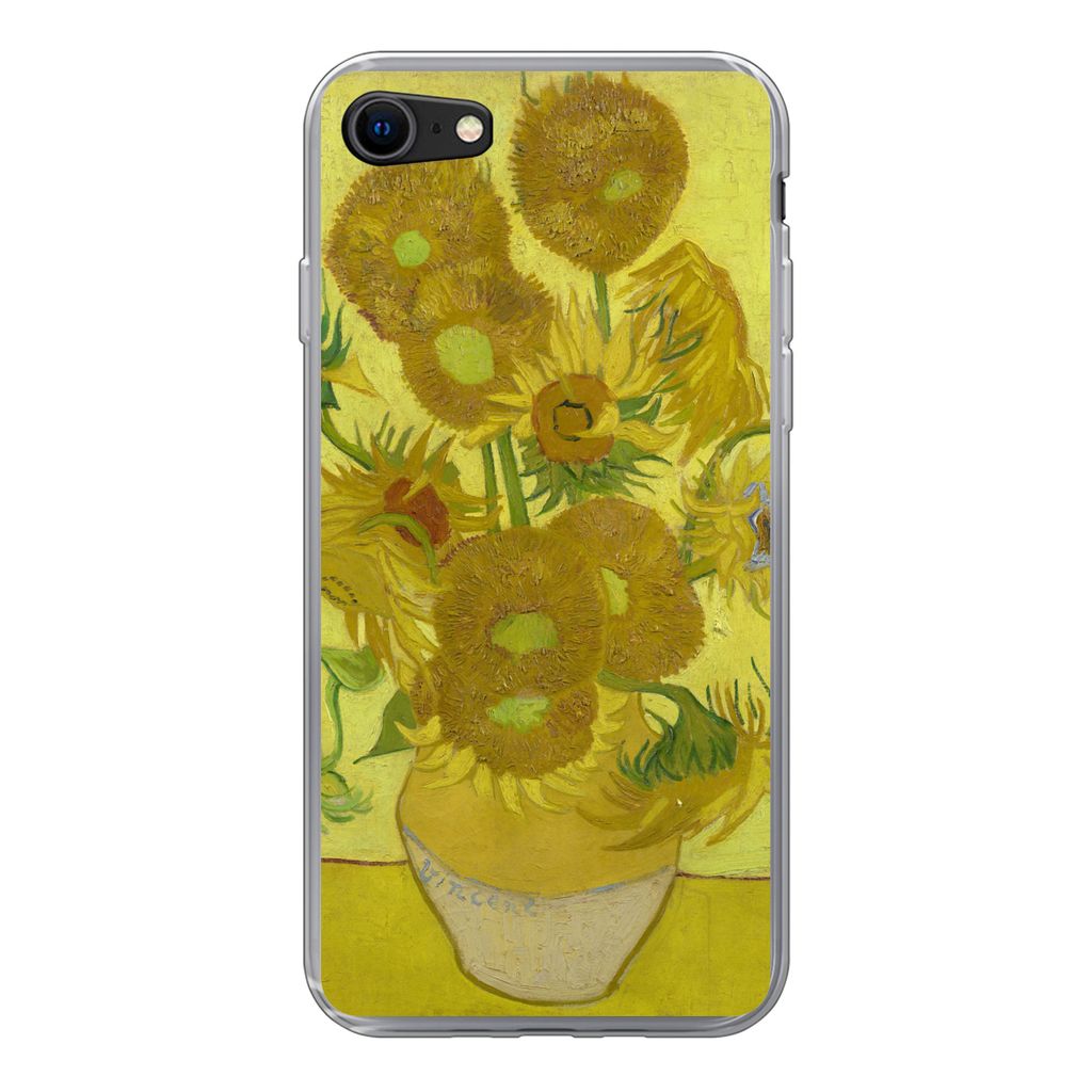 MuchoWow Handyhülle Schutzhülle Hülle für iPhone SE 2020 Sonnenblumen - Vincent van Gogh Silikon Softcase Handy Hülle - Kartenbesitzer