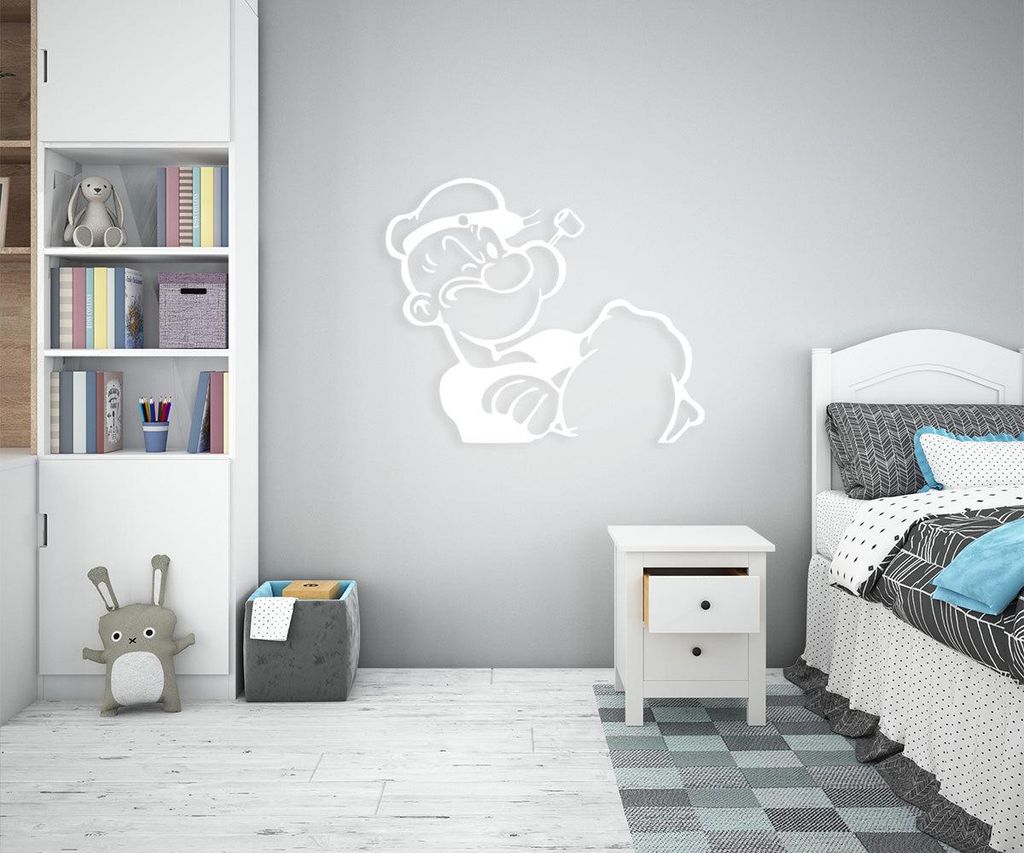 POPEYE - Wandaufkleber Wandsticker aus Vinyl 55x65 cm Weiß
