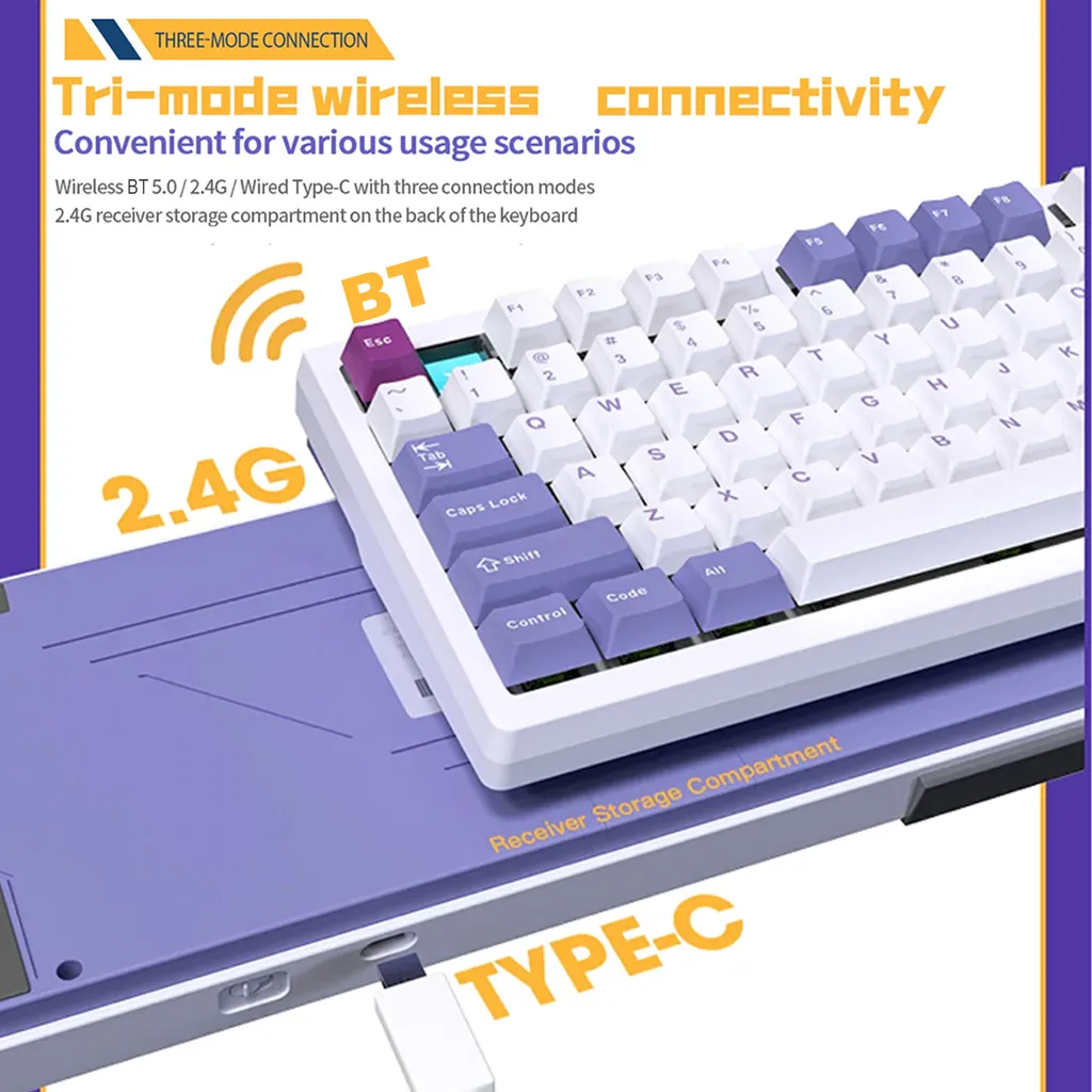 Clavier mécanique Tri-mode E-Shark Darmoshark avec switches Hot-swap - 7