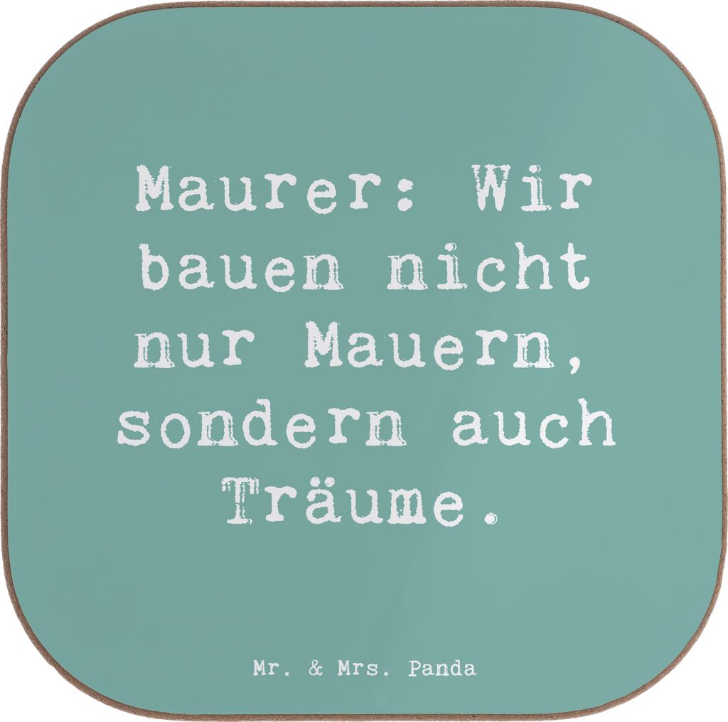 Mr. & Mrs. Panda unterleger Spruch Maurer Träume - Meeresbrise - Geschenk, Bau, Berufspassion, Coaster, Quadratischer Untersetzer, Geschenke mit H...