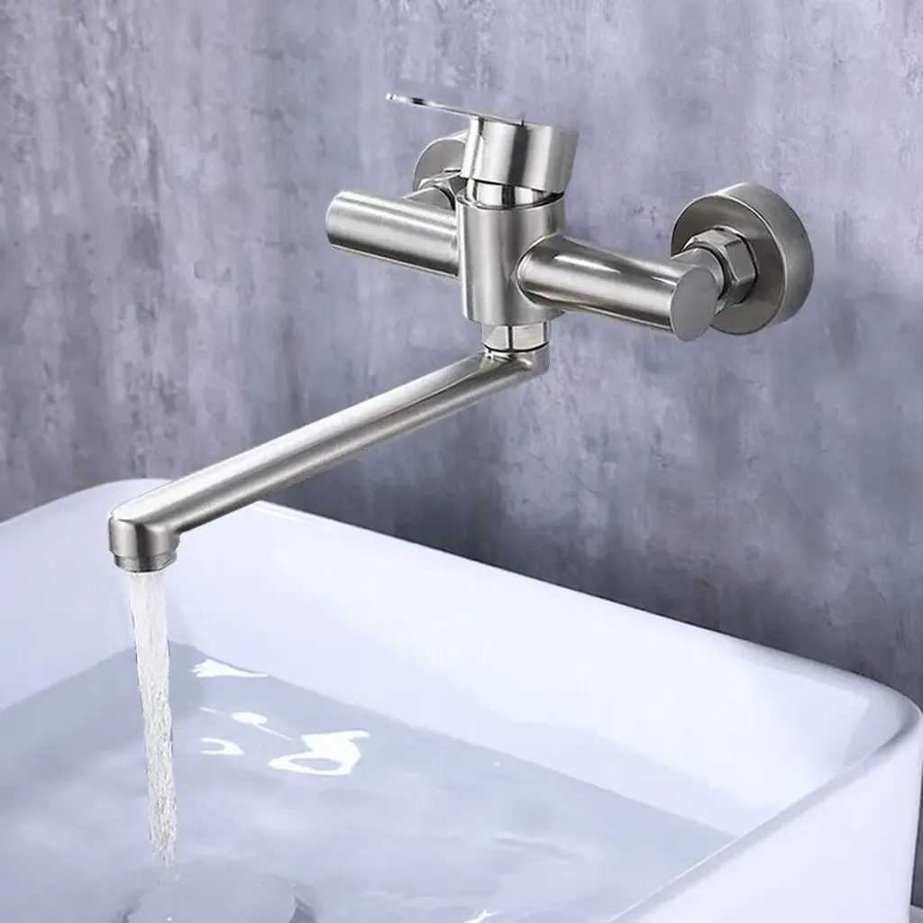 Rubinetteria per bagno - Rubinetto per lavabo - Montaggio a vista - Acciaio inossidabile 304 - Nucleo della valvola in acciaio inossidabile - Superficie liscia - Facile da pulire - 2
