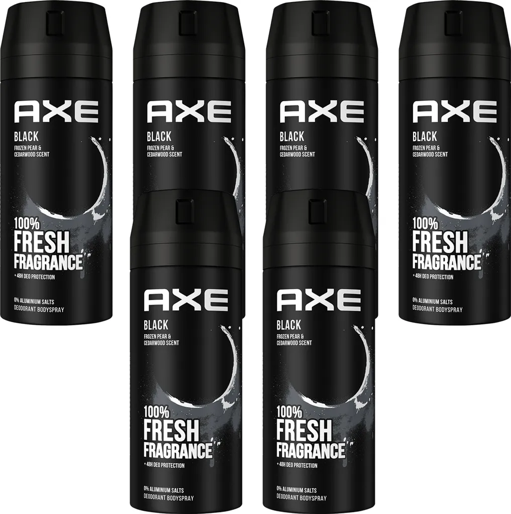 Lot de 6 Déodorants Axe Black Body Spray pour Homme - Format 150 ml