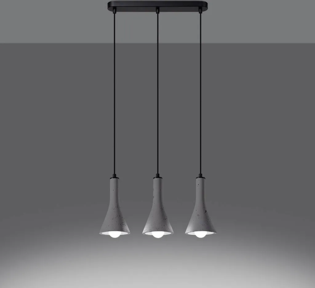 Suspension béton grise REA 110cm design minimaliste 3 sources E14 - 10