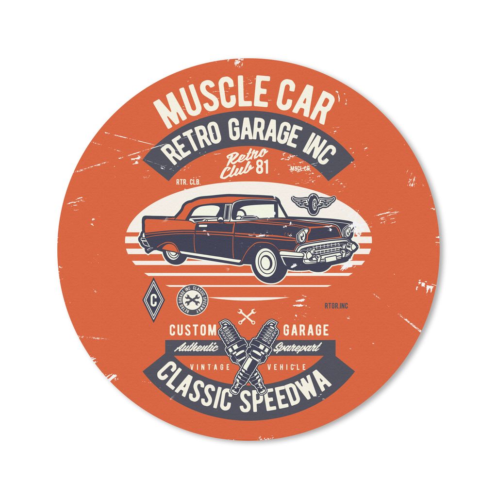 MuchoWow Mauspad Mousepad Autos - Oldtimer - Zeichnung 40x40 cm - Mousepads - Maus Mat - Pad - Mausunterlage - Schreibtisch Accessoires